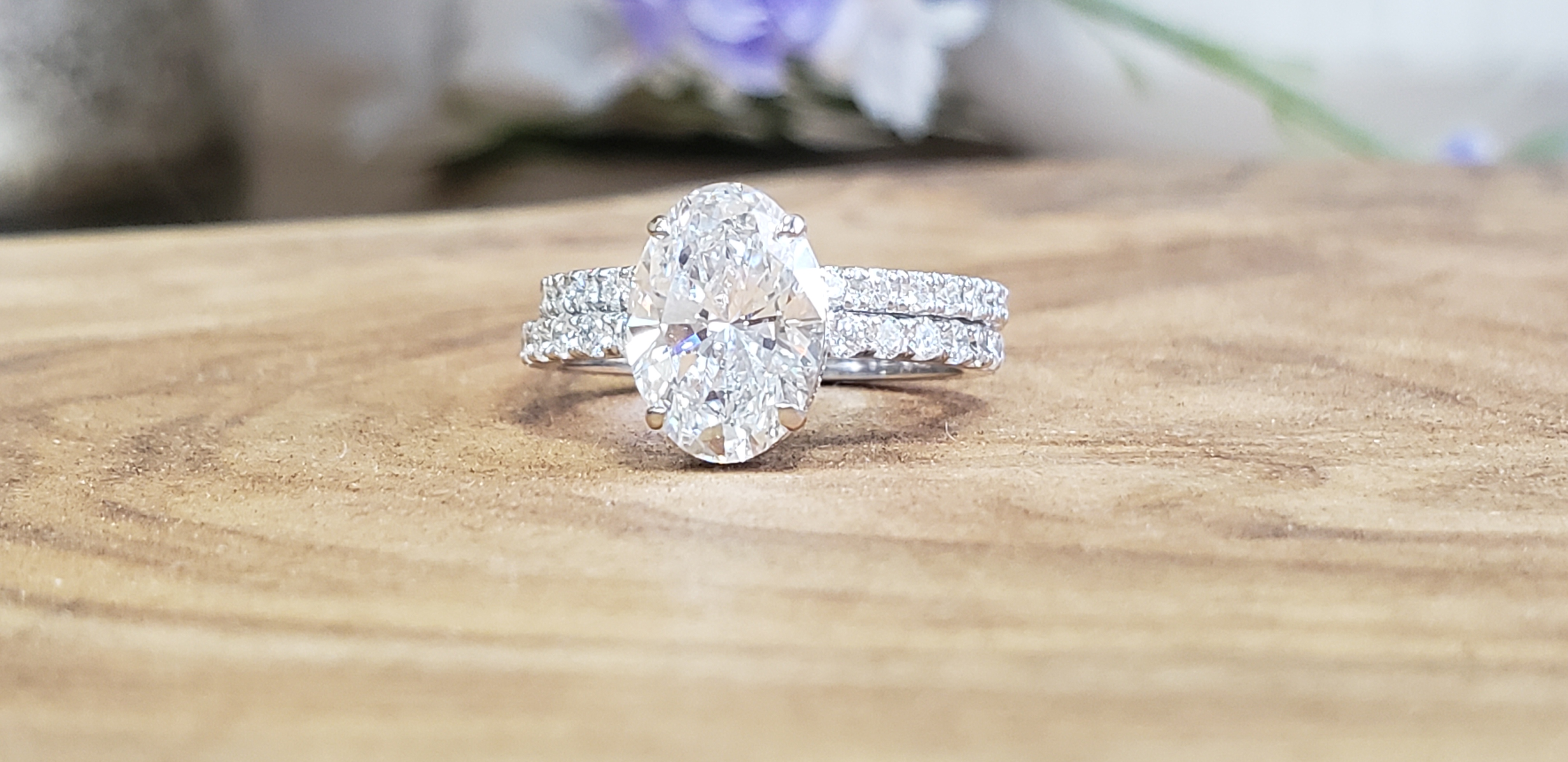 Oval Shape Bridal Set with Hidden Halo